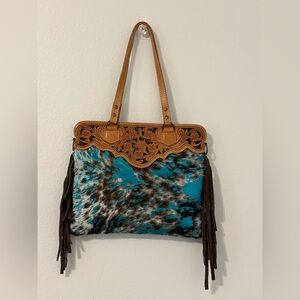 Genuine leather & cowhide tote